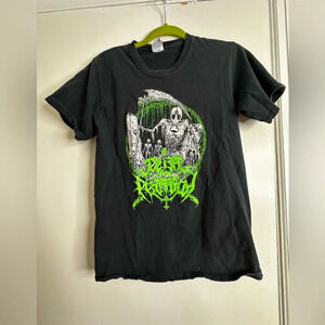 Delta protocol Unisex Small Black Graphic Tee. Grim Reaper. Skeleton. Green.